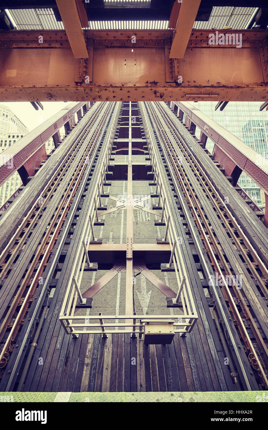 Tons vintage photo d'un pont la construction. Banque D'Images