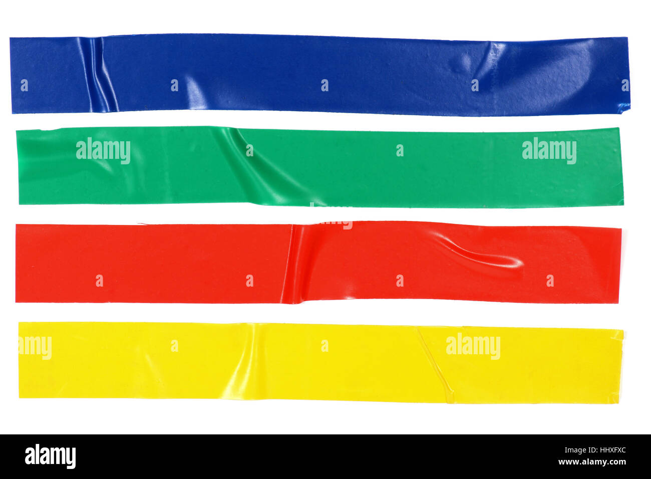 Différentes couleurs de bandes de ruban adhésif isolé sur fond blanc Banque D'Images