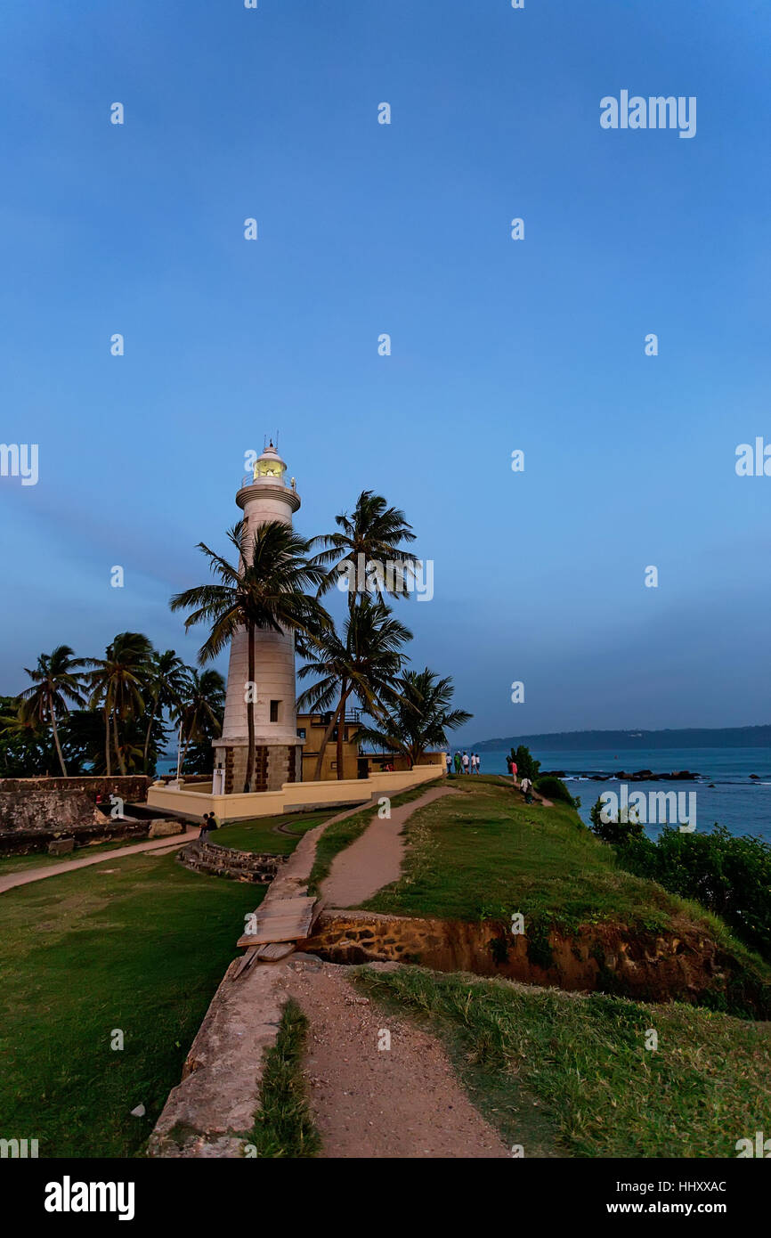 Soirée magnifique avec vue sur le phare de vieux fort colonial dans Galle Sri Lanka Banque D'Images