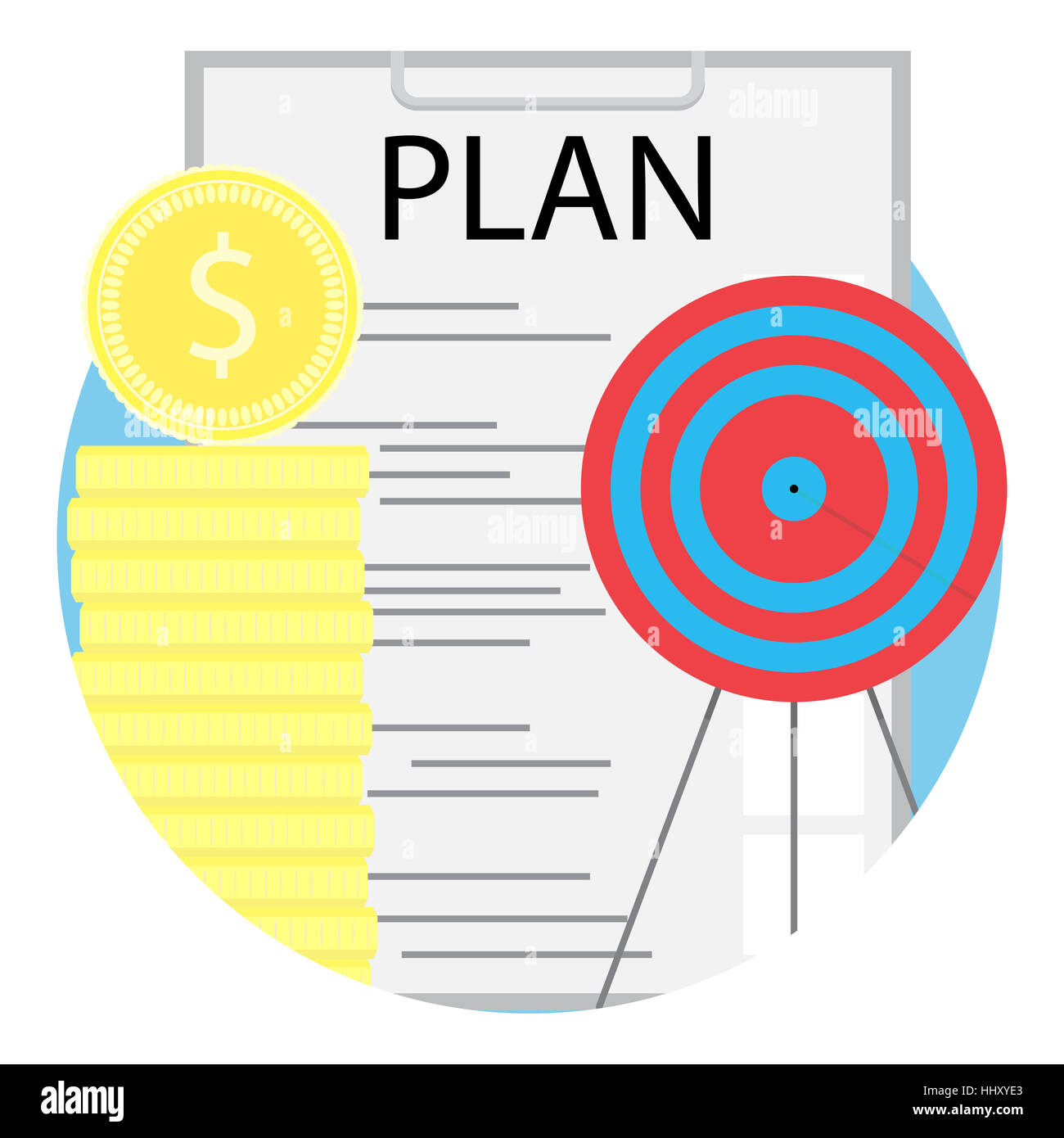 Bon plan d'affaires. Objectif L'objectif du plan d'affaires et de médaille. Vector illustration web, gestion, organisation, Banque D'Images