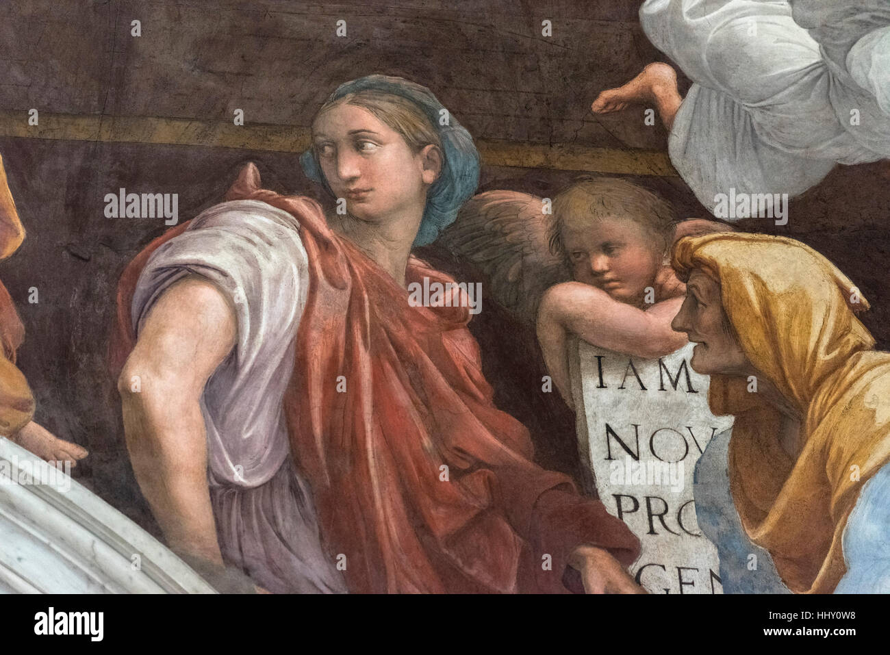 Rome. L'Italie. Détail de la fresque de Raphaël, les quatre Sibylles, ca. En 1514, la Chapelle Chigi de Santa Maria della Pace. Banque D'Images