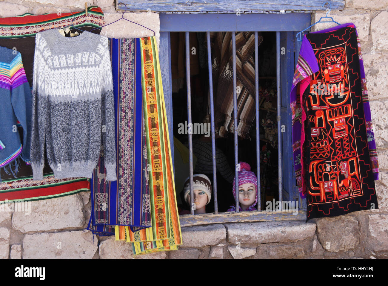Artisanat à vendre à Toconao, Désert d'Atacama, Norte Grande, Chili Banque D'Images
