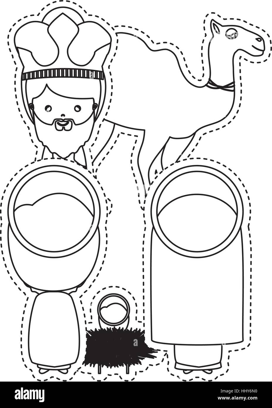 Autocollant en pointillés les sages visitez une sainte famille vector illustration Illustration de Vecteur