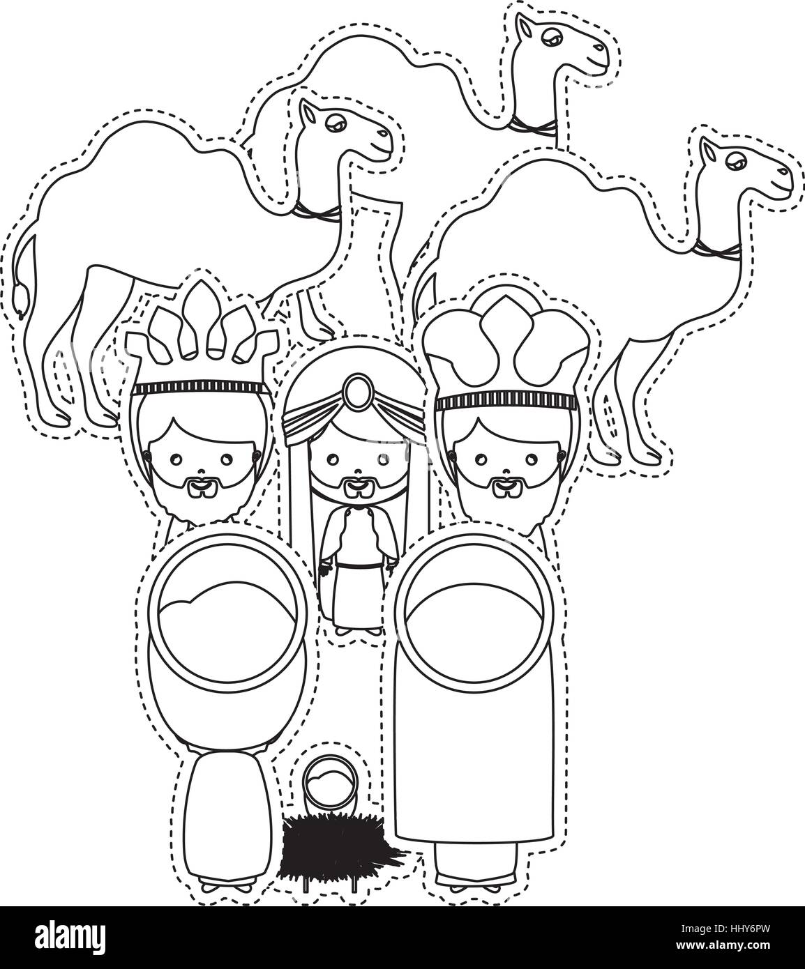 Sticker silhouette en pointillé sainte famille vector illustration Illustration de Vecteur