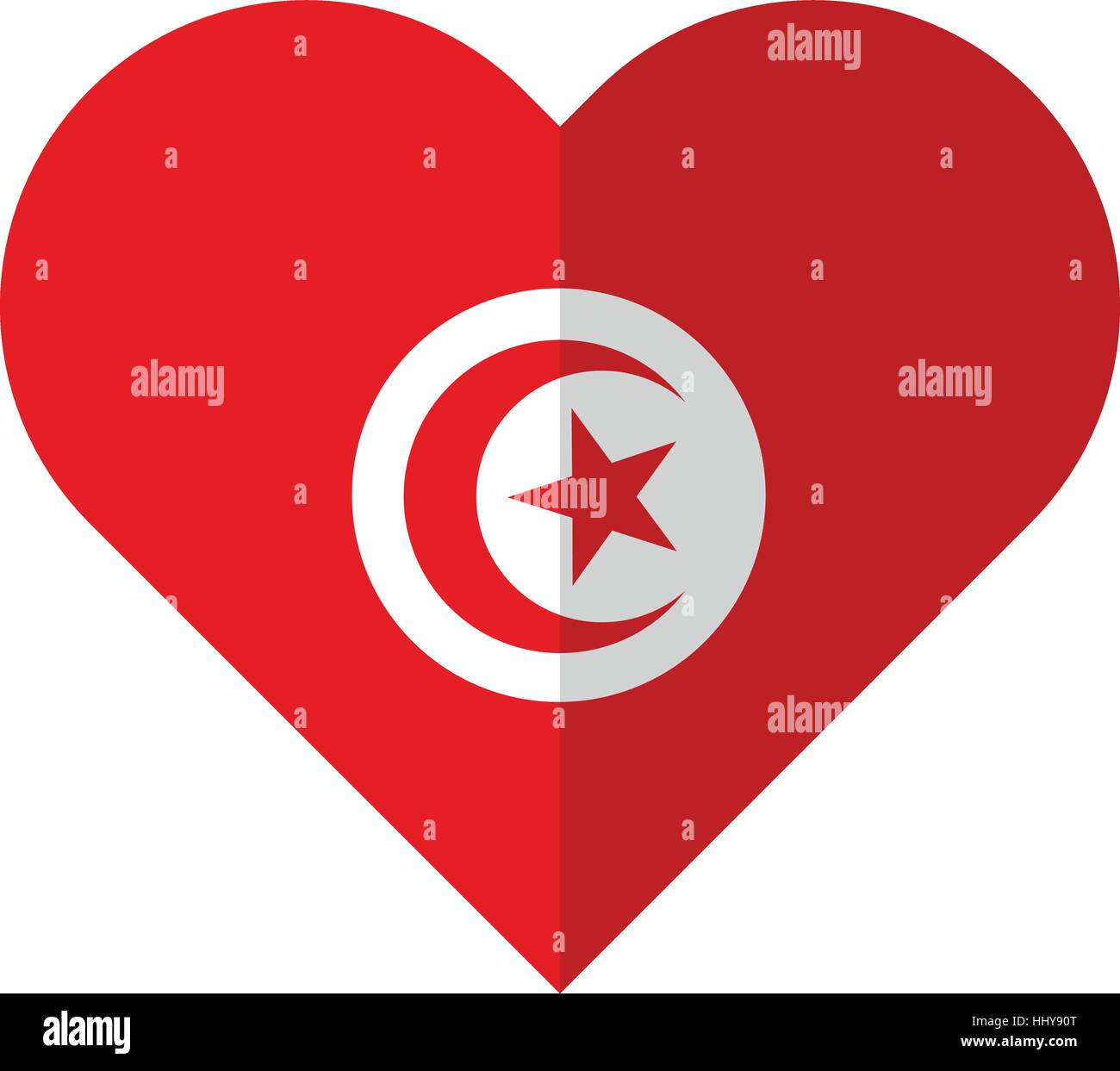Image vectorielle de la télévision Tunisie drapeau coeur Illustration de Vecteur