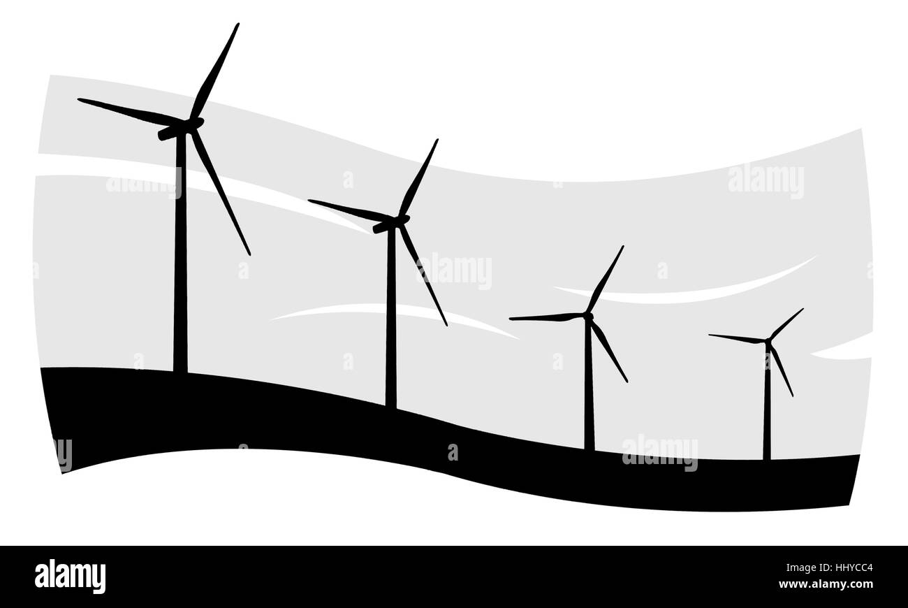 Éoliennes illustration Illustration de Vecteur