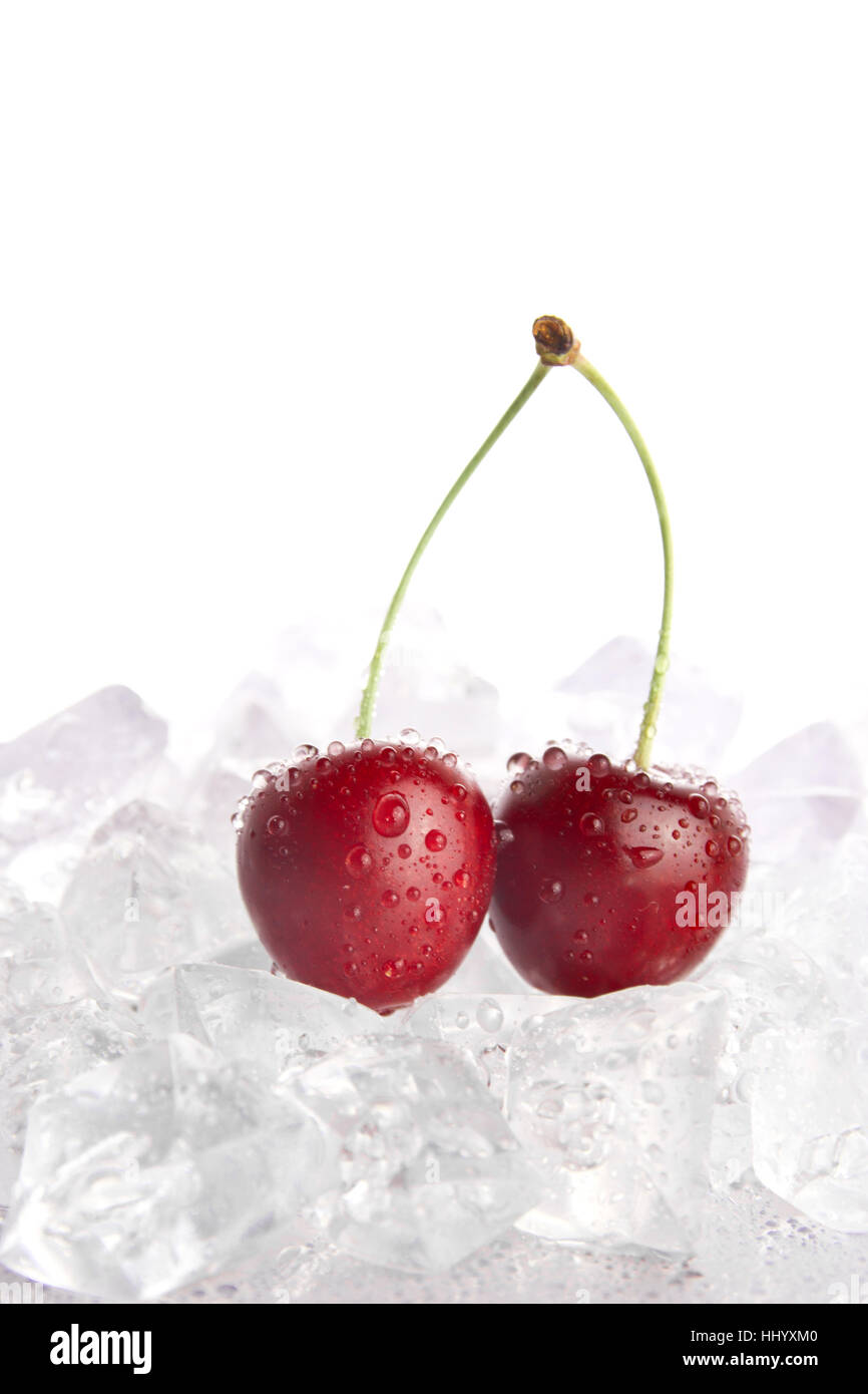 Froid, fruits, cerises, crème glacée, glace, glace, dessert, nourriture, aliment, Banque D'Images