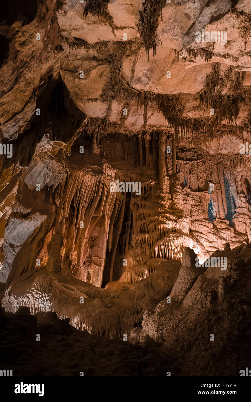 Palais gothique, avec de magnifiques stalactites et autres formations, dans la région de Lehman Caves dans le Parc National du Grand Bassin, Nevada, USA Banque D'Images