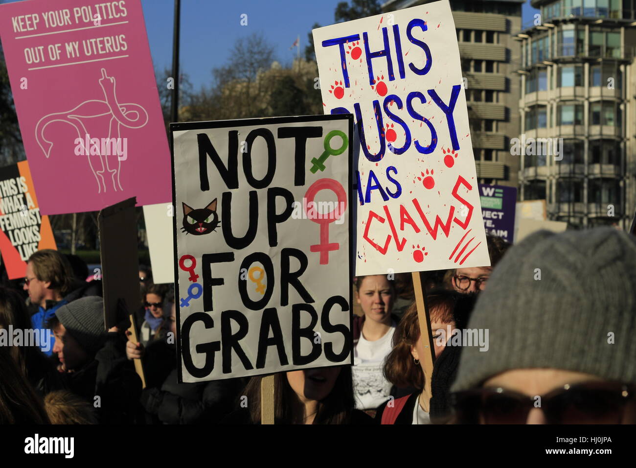 Londres, Royaume-Uni. 21 janvier, 2017. Marche mondiale des femmes à Londres. Credit : Amy Kirbyshire/Alamy Live News Banque D'Images