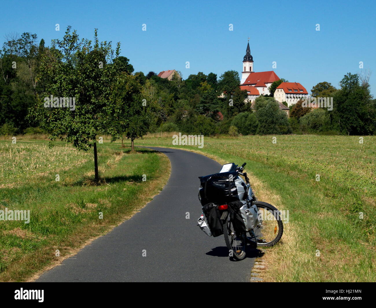 La Saxe, Elbe, piste cyclable, vélo, vélo, randonnée, voyage, de l'église, temps libre, Banque D'Images