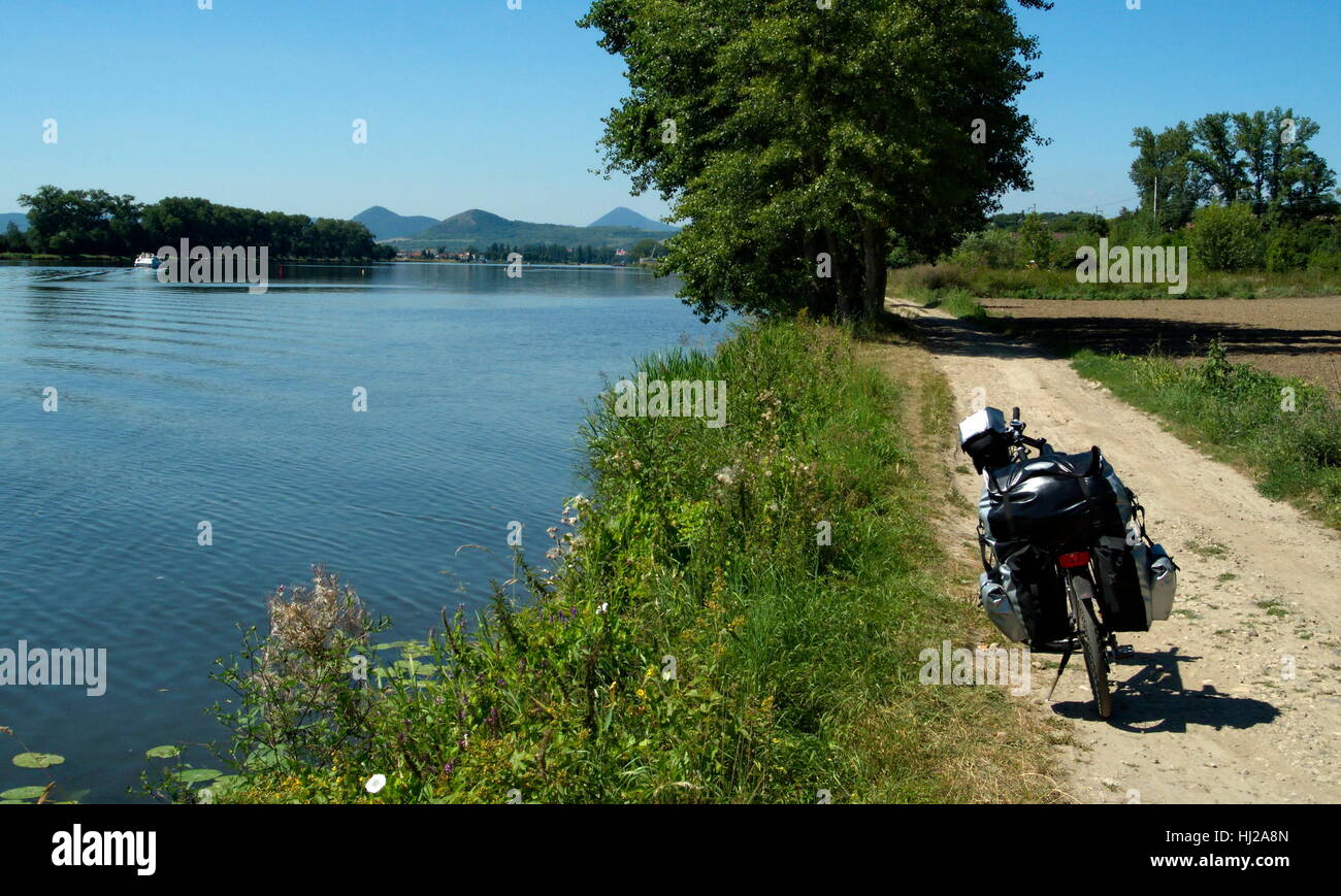 L'Elbe, Tchéquie, république, piste cyclable, rivière, l'eau, bleu, voyage, temps libre, Banque D'Images