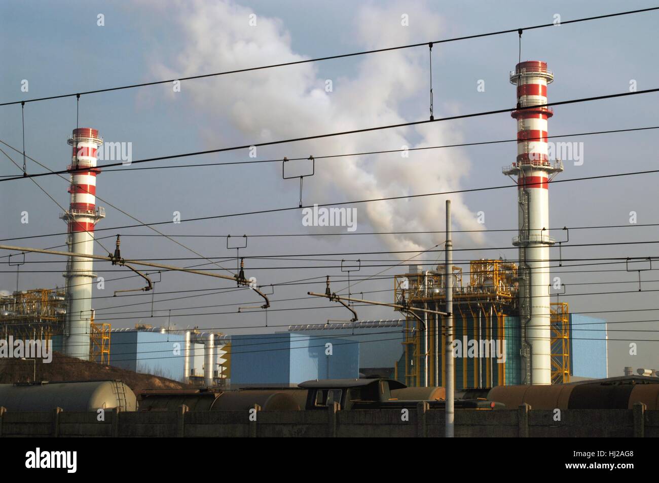 Zone industrielle de Mantoue (Lombardie, Italie), thermique d'ENIpower Banque D'Images