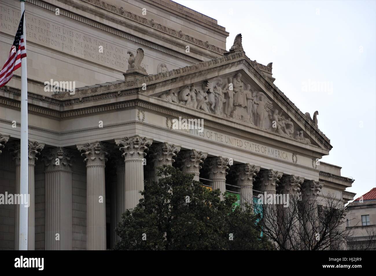 Avant de l'édifice des Archives nationales du logement la déclaration d'indépendance, la Constitution et le Bill of Rights, à Washington D.C. Banque D'Images