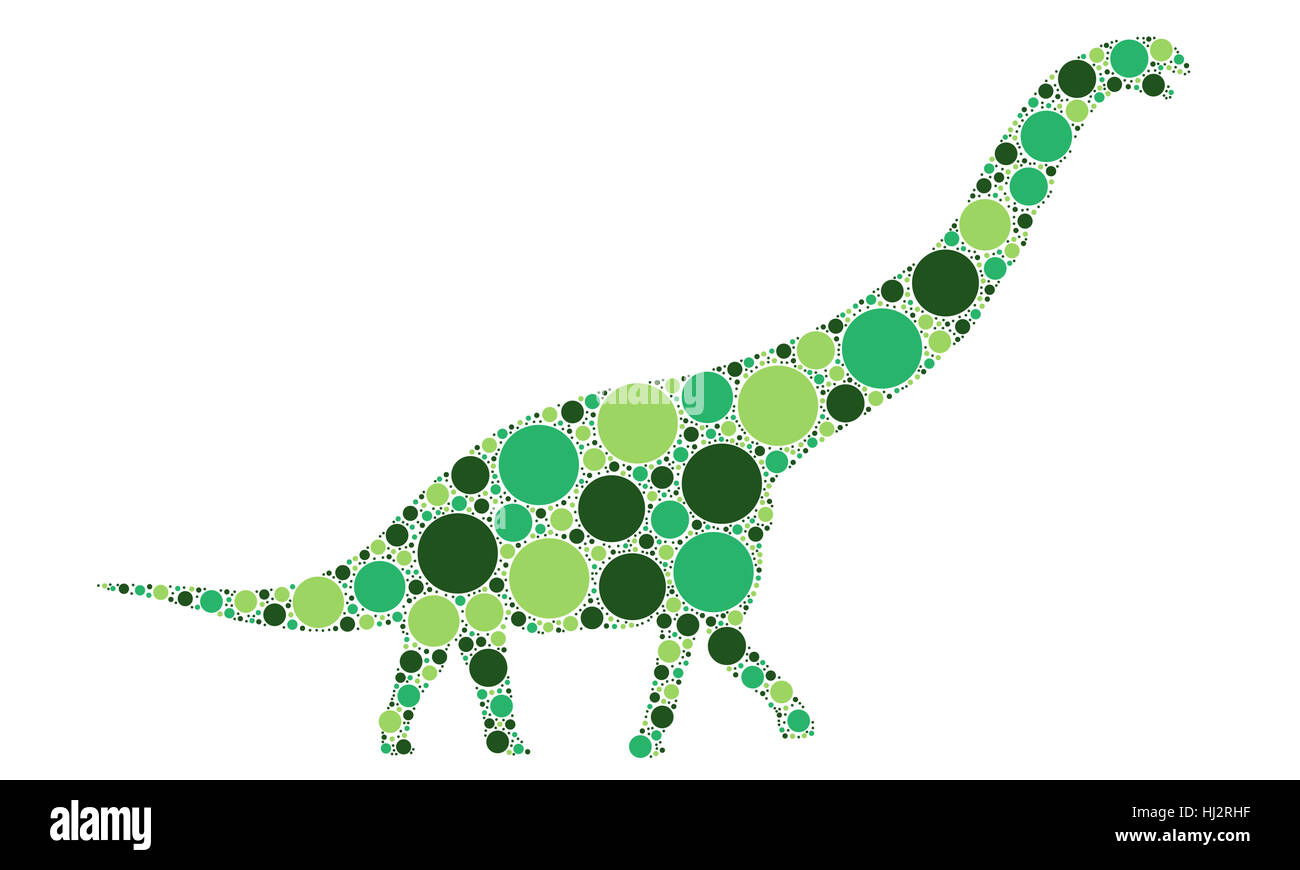 Dinosaure vert à points isolés silhouette Banque D'Images