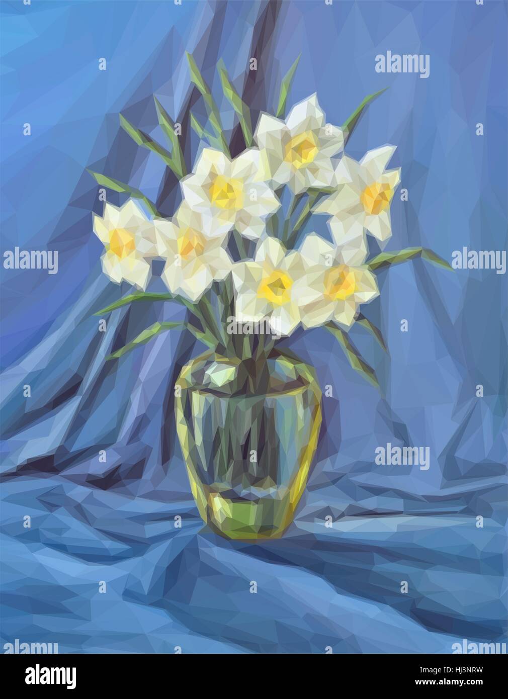 Bouquet de fleurs, Faible Poly Illustration de Vecteur