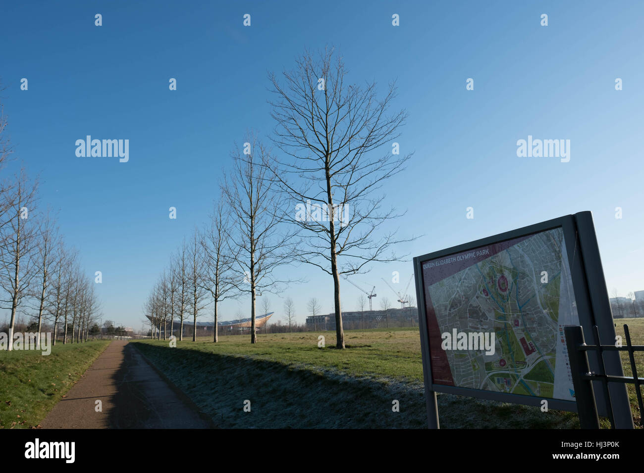 Le Queen Elizabeth Olympic Park à Stratford, l'Est de Londres. La London Legacy Development Corporation a établi un plan ambitieux visant à régénérer la zone autour du site des Jeux Olympiques de 2012, la création d'un mélange d'habitations, locaux professionnels et équipements publics. Banque D'Images