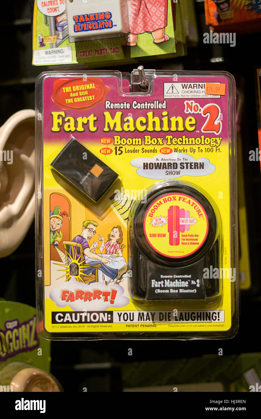 Une télécommande fart machine pour vente à la boutique costume Halloween Adventure à Greenwich Village, New York City. Banque D'Images
