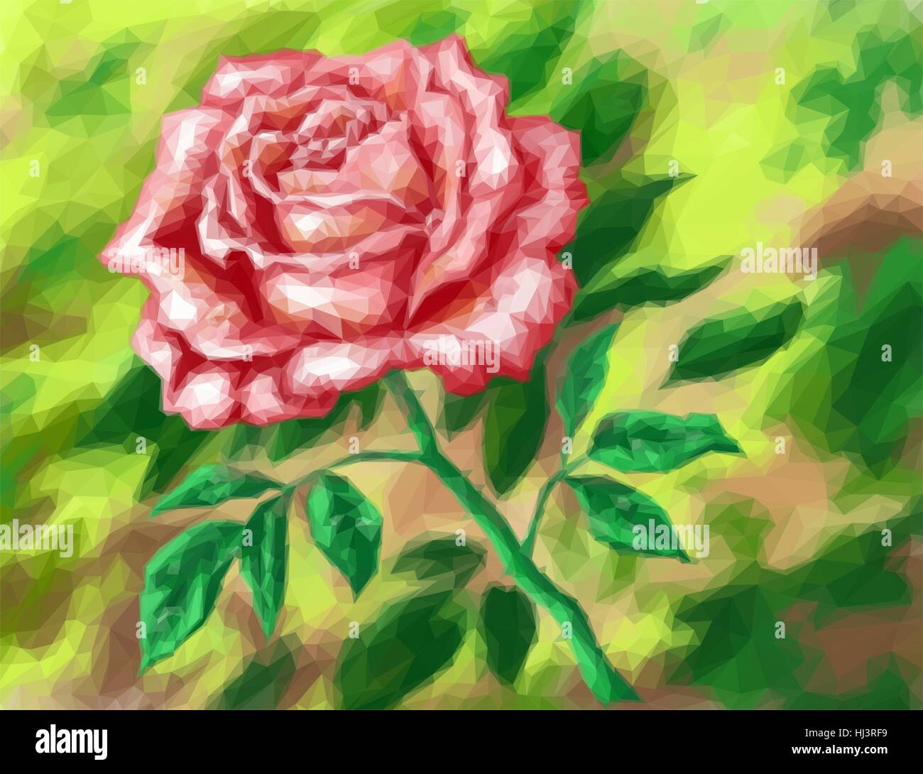 Fleur Rose, Poly bas Illustration de Vecteur