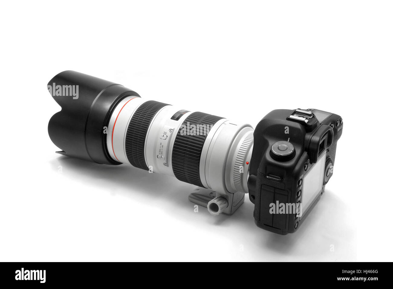 Appareil photo numérique reflex professionnel avec de gros téléobjectif  blanc sur fond blanc Photo Stock - Alamy
