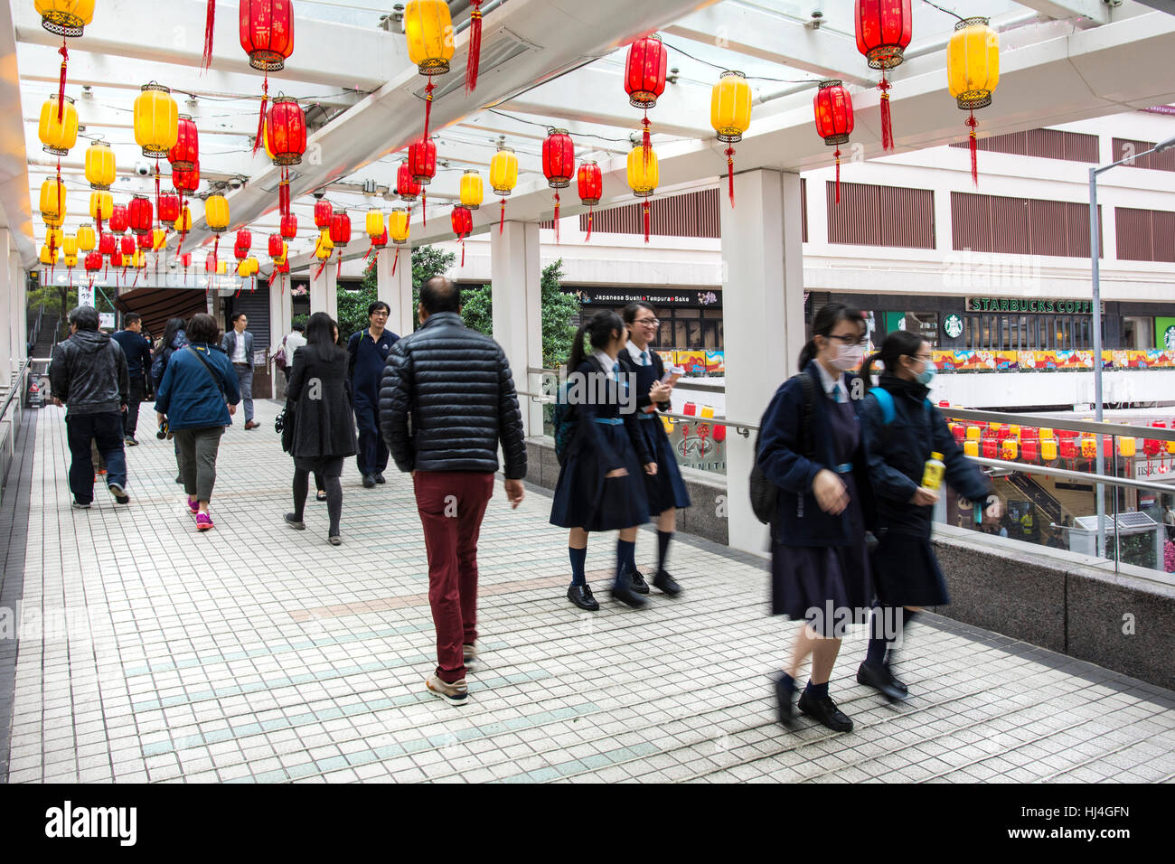 Décorations du nouvel an dans les rues de Hong Kong Banque D'Images