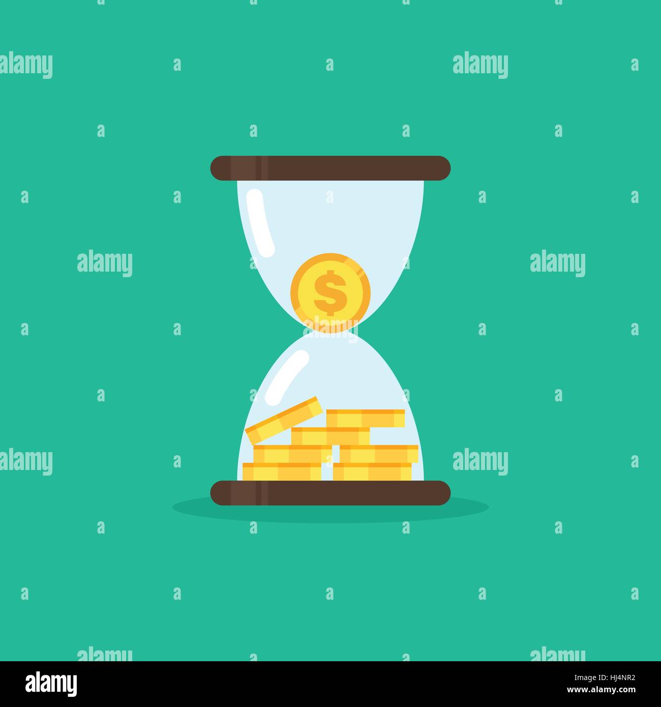 Billets en sablier, de l'argent est le temps concept, plate, vector illustration Illustration de Vecteur