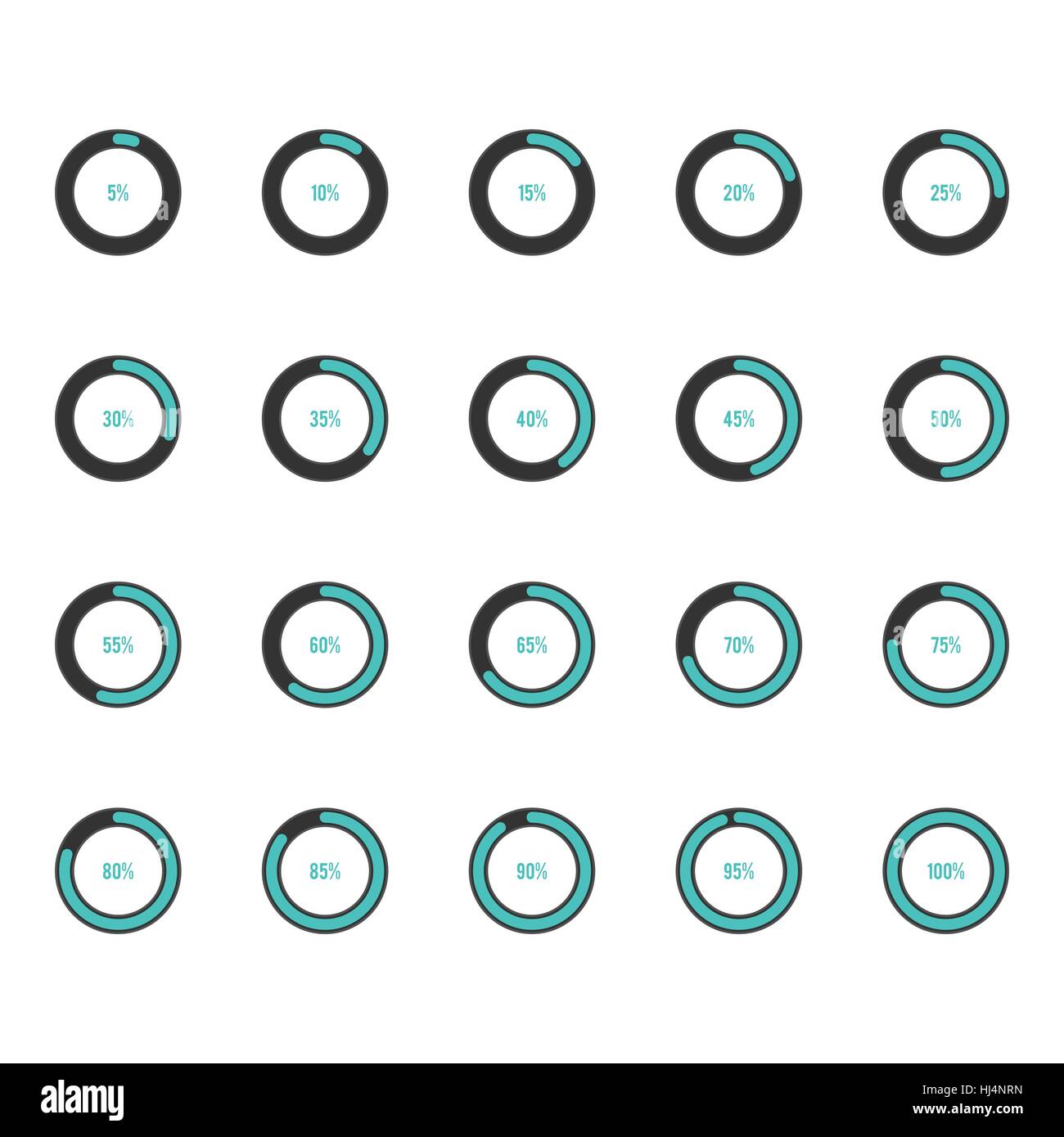 Cercle moderne, barre de progression du chargement et pourcentage de tamponnage Icon Set vector illustration Illustration de Vecteur