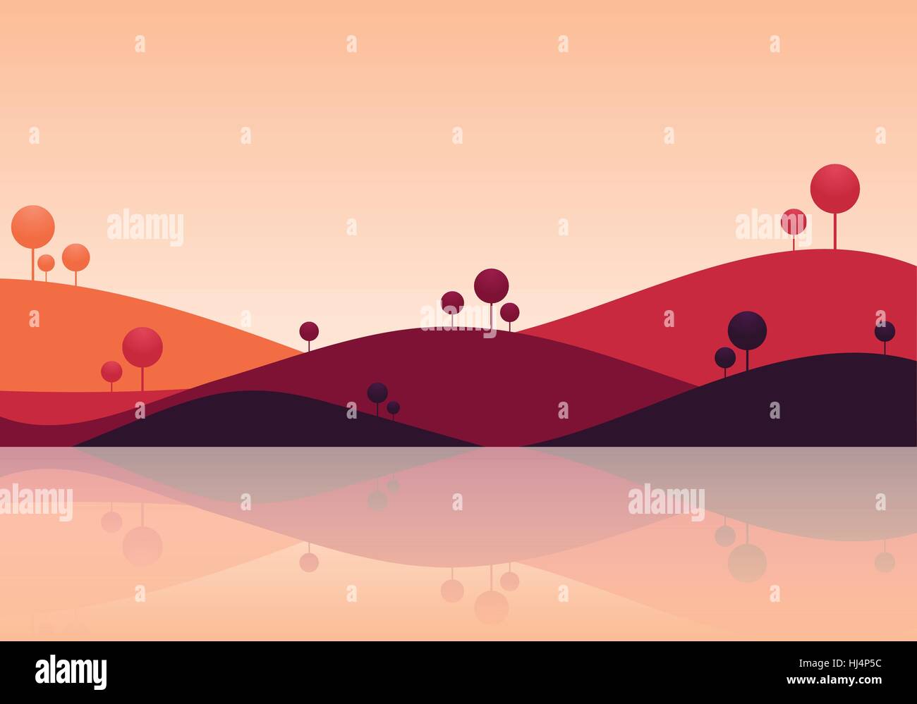 Arrière-plan du paysage, coucher de soleil paysage de montagne illustation vector Illustration de Vecteur
