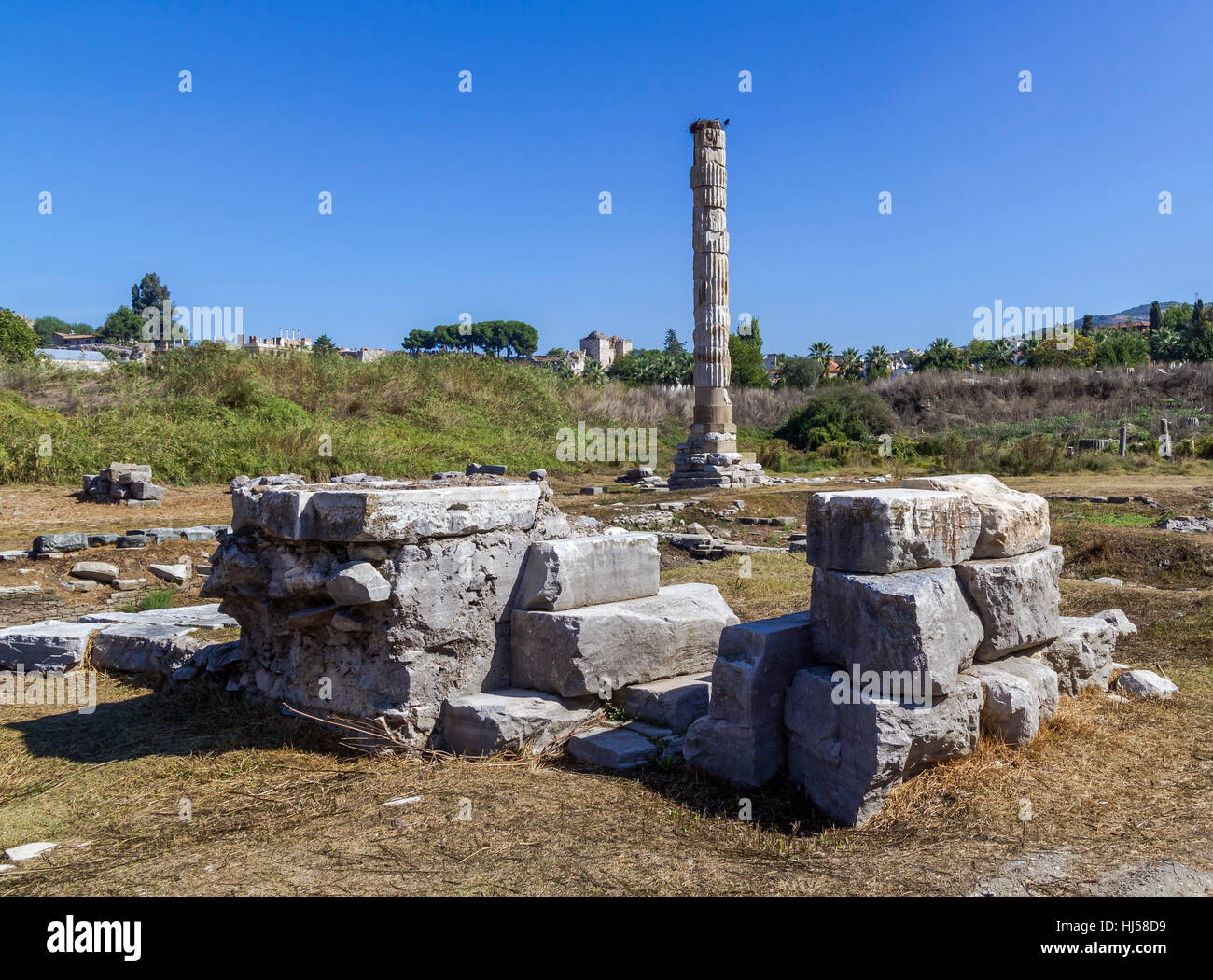 Vestiges de temple d'Artémis à Éphèse Banque D'Images