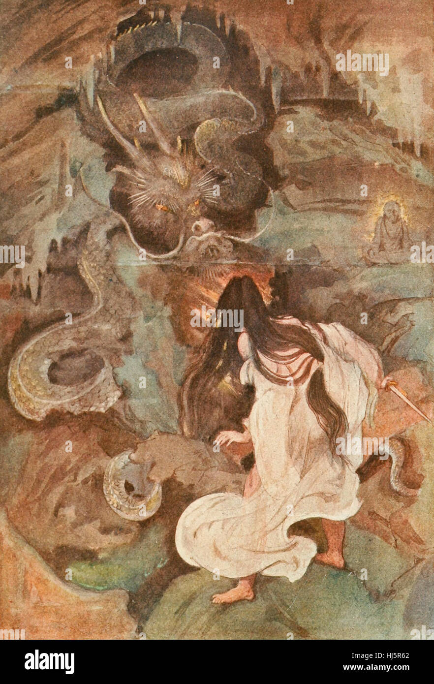 Tokoyo et le Serpent de mer, la Mythologie Japonaise Banque D'Images