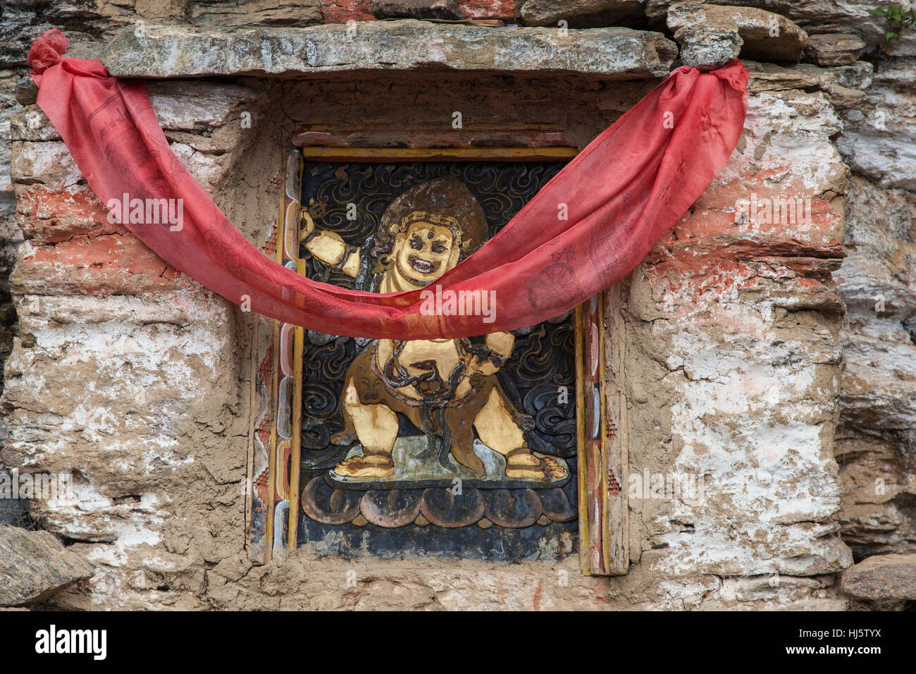 L'ancienne icône bouddhiste au monastère de Takshang Tigres (NID). Banque D'Images