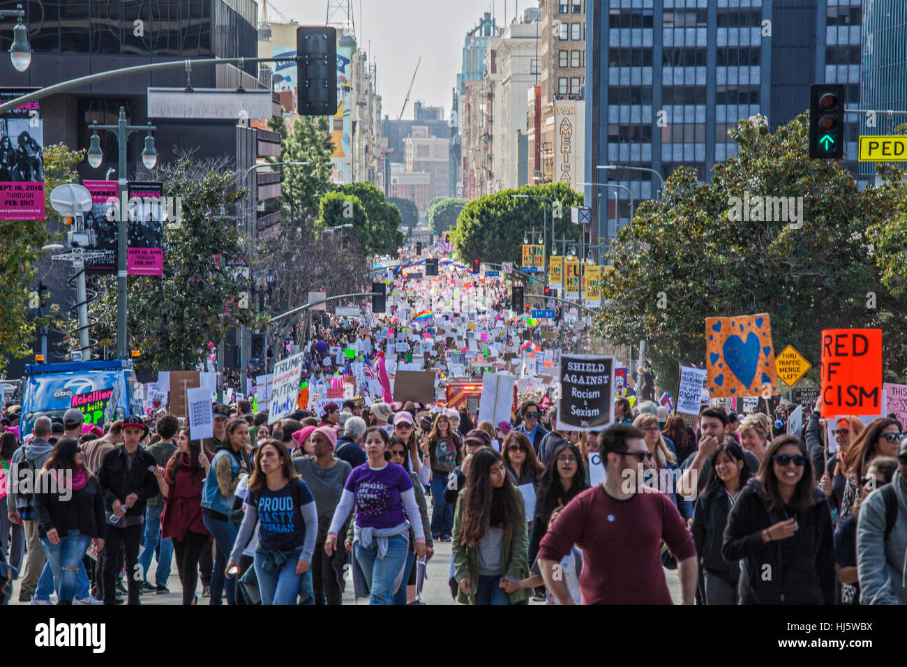 Los Angeles, Californie, USA. 21 janvier, 2017. Marche mondiale des femmes, Los Angeles, le 21 janvier 2017, en Californie Crédit : Citoyen de la planète/Alamy Live News Banque D'Images