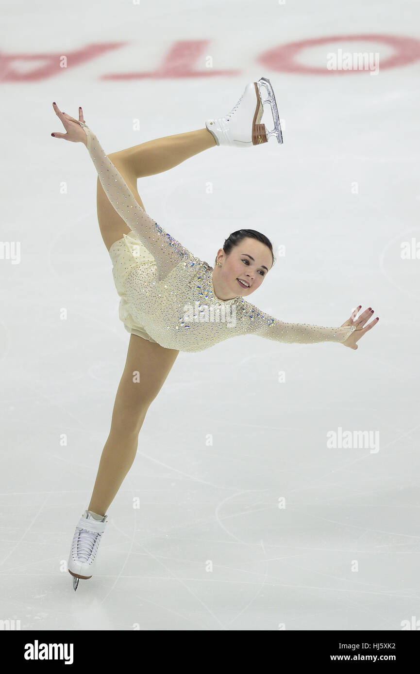 Kansas City, Missouri, États-Unis. 21 Jan, 2017. MARIAH BELL en action pendant le programme libre dames tenue au Sprint Center, Kansas City, Missouri. Credit : Amy Sanderson/ZUMA/Alamy Fil Live News Banque D'Images
