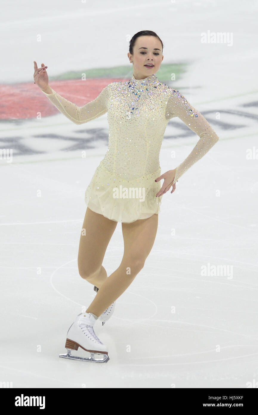 Kansas City, Missouri, États-Unis. 21 Jan, 2017. MARIAH BELL en action pendant le programme libre dames tenue au Sprint Center, Kansas City, Missouri. Credit : Amy Sanderson/ZUMA/Alamy Fil Live News Banque D'Images