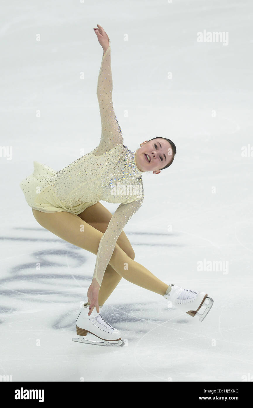 Kansas City, Missouri, États-Unis. 21 Jan, 2017. MARIAH BELL en action pendant le programme libre dames tenue au Sprint Center, Kansas City, Missouri. Credit : Amy Sanderson/ZUMA/Alamy Fil Live News Banque D'Images