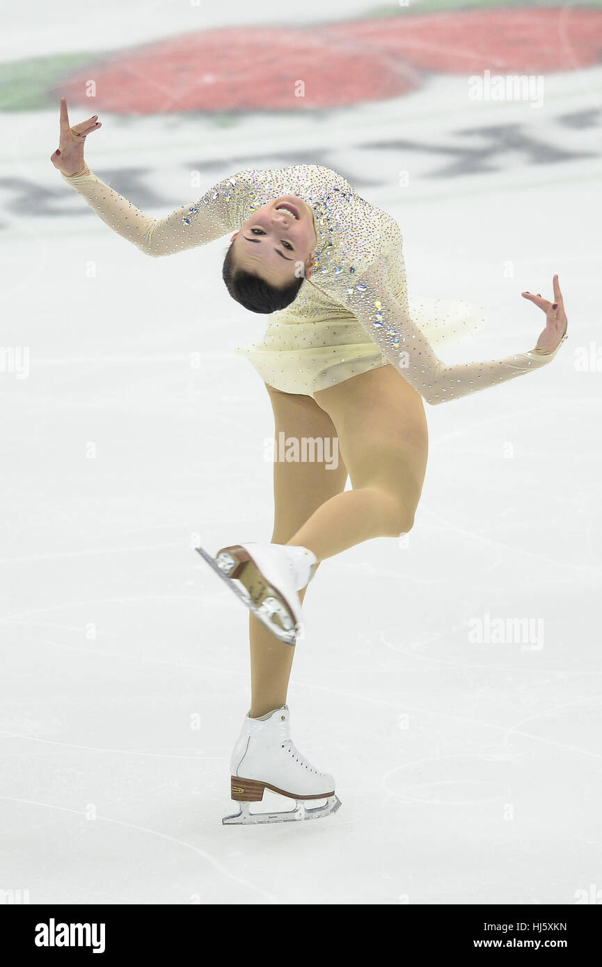 Kansas City, Missouri, États-Unis. 21 Jan, 2017. MARIAH BELL en action pendant le programme libre dames tenue au Sprint Center, Kansas City, Missouri. Credit : Amy Sanderson/ZUMA/Alamy Fil Live News Banque D'Images