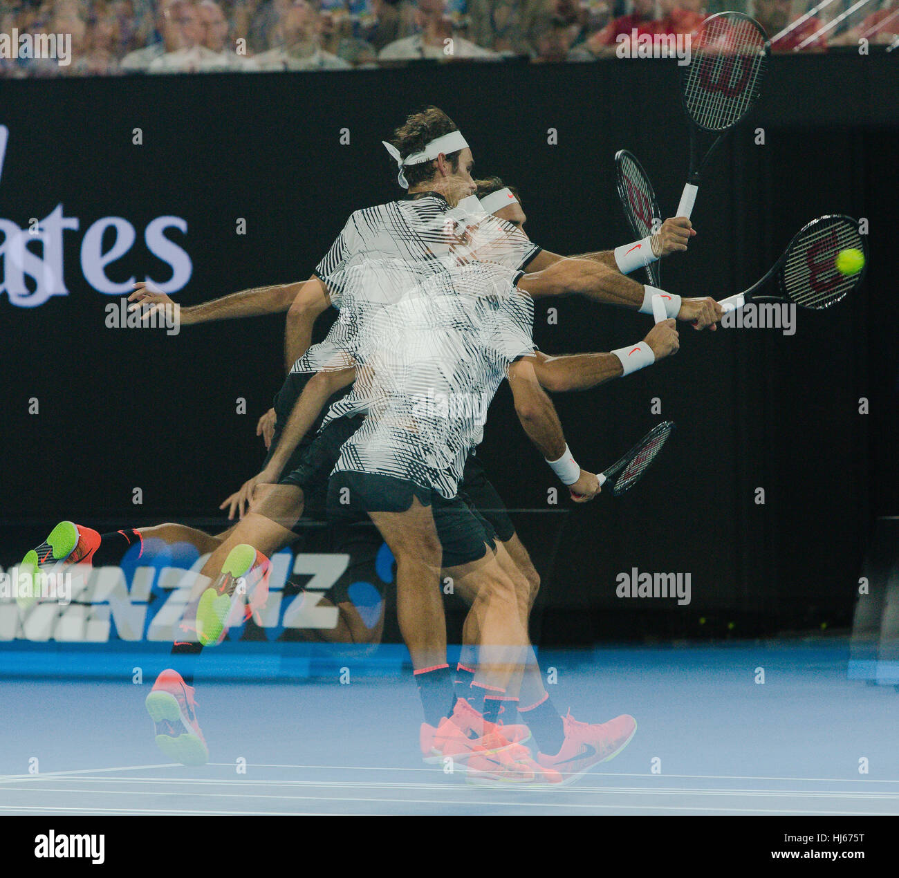 Melbourne, Australie. 26 Janvier 2017 : Roger Federer de la Suisse fait sa 6ème finale à l'Open d'Australie 2017 à Melbourne Park, Melbourne, Australie. Crédit : Frank Molter/Alamy Live News Banque D'Images