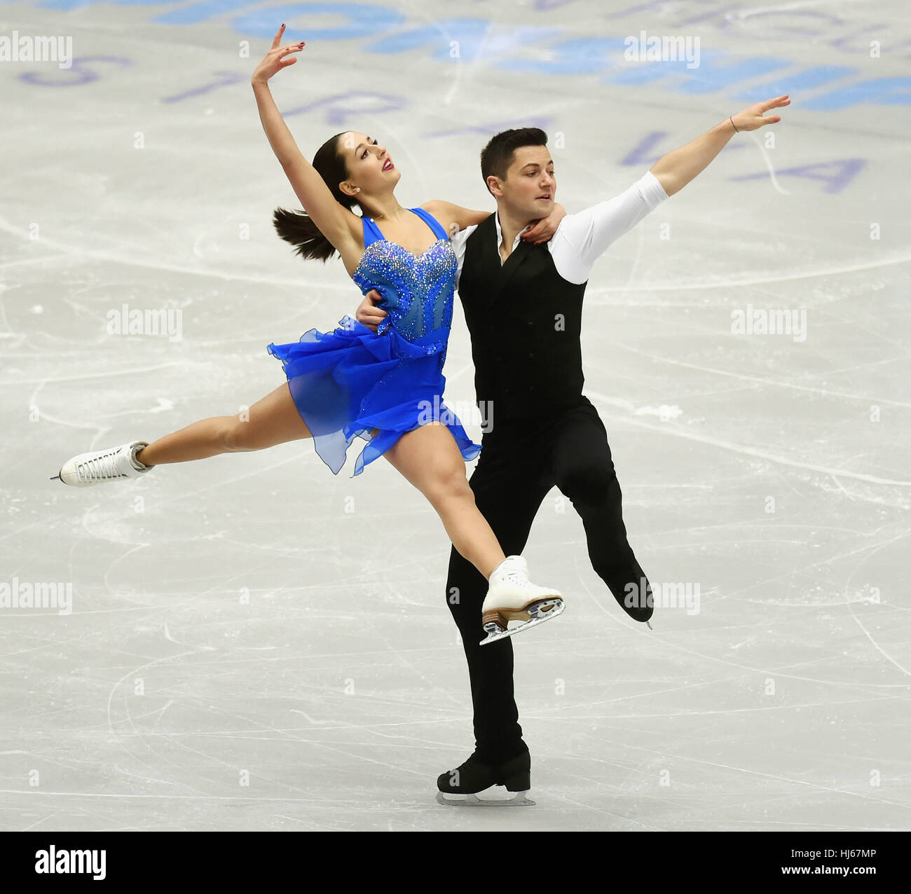 Ostrava, République tchèque. 26 janvier, 2017. Lilah la peur et Lewis Gibson de la Grande-Bretagne au cours de la compétition programme court de paire de l'Figure Skating Championships, à Ostrava, en République tchèque, le 26 janvier 2017. Photo : CTK Jaroslav Ozana/Photo/Alamy Live News Banque D'Images