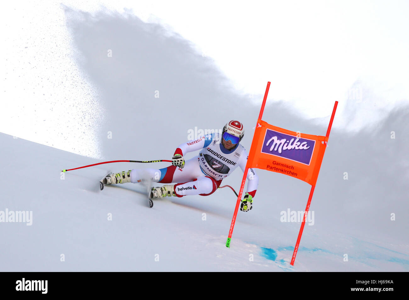 Garmisch-Partenkirchen, Allemagne. 26 janvier, 2017. Beat Feuz de Suisse en action pendant la descente en formation Garmisch-Partenkirchen, Allemagne, 26 janvier 2017. Photo : Karl-Josef Opim/dpa/Alamy Live News Banque D'Images