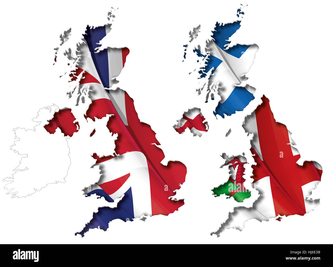 Angleterre, Ecosse, Grande-Bretagne, cut out, Pays de Galles, carte, atlas, carte du monde, coupé Banque D'Images