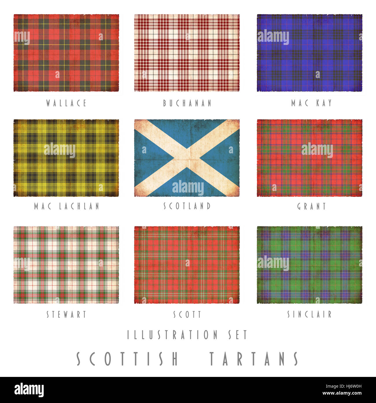 Scottish tartans dans look grunge Banque D'Images