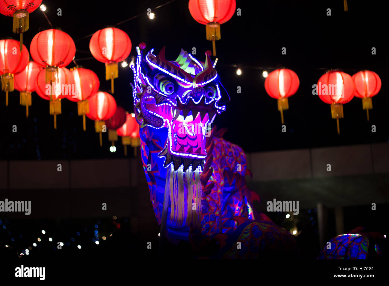 LED spectaculaire danse du dragon de Putrajaya en Malaisie, une spectaculaire family fun day out. Banque D'Images