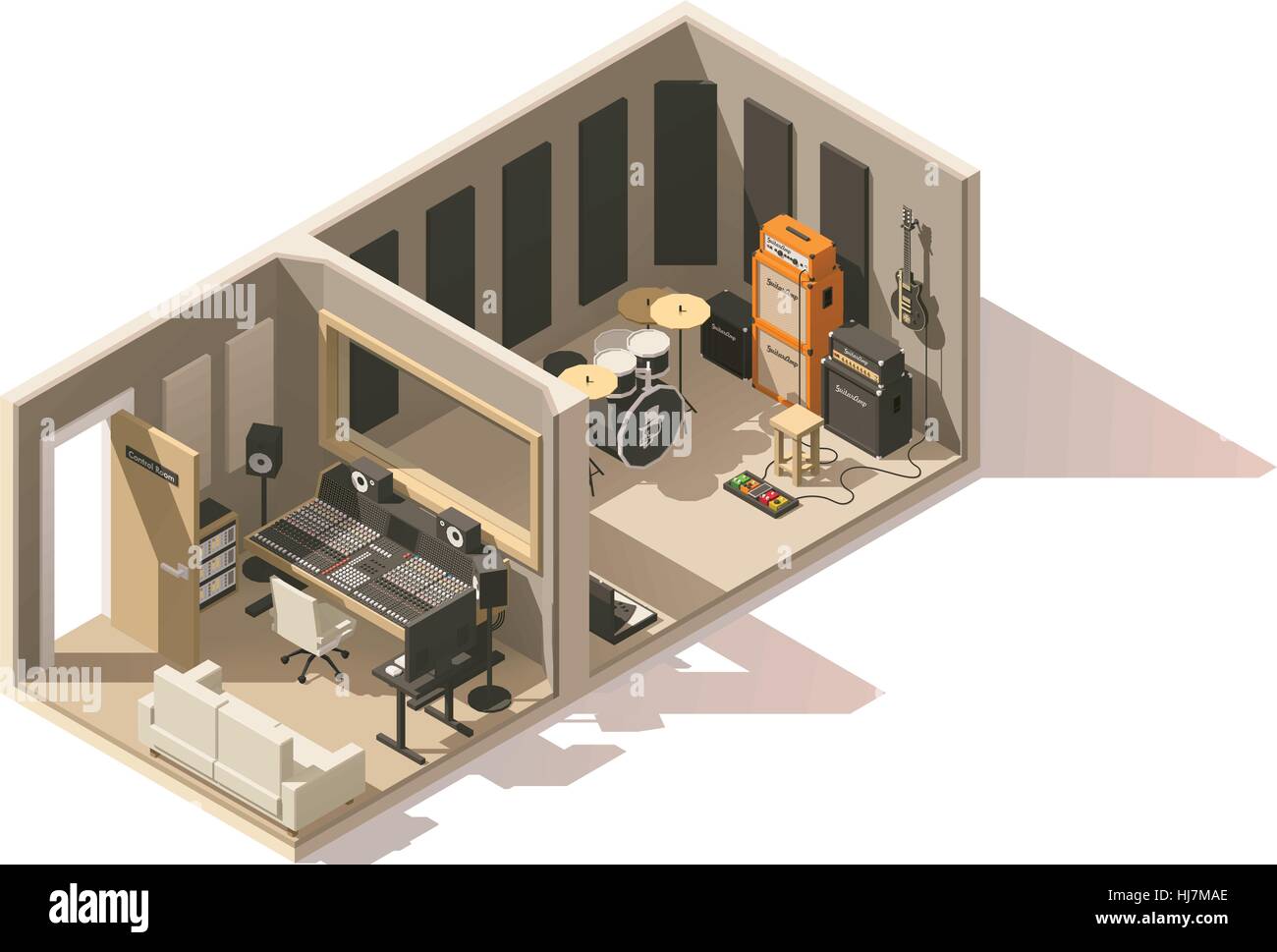 Faible isométrique vecteur icône poly recording studio Illustration de Vecteur