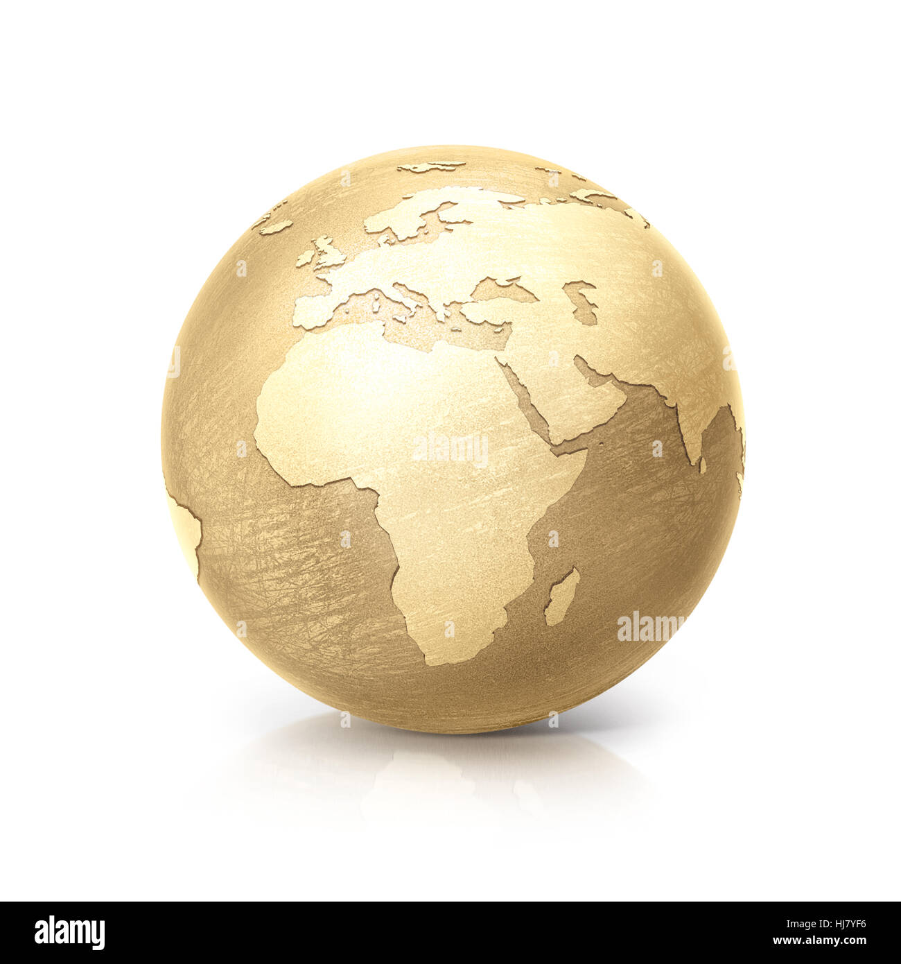 Globe laiton 3D illustration d'Europe et d'Afrique site sur fond blanc Banque D'Images