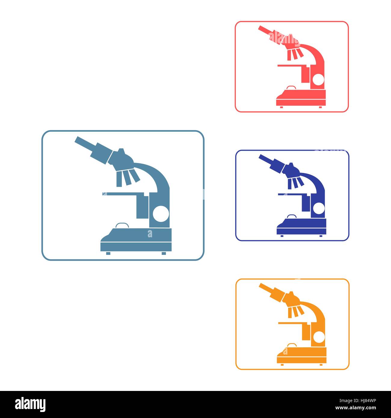 Vector icons stylisé de microscope en différentes couleurs. Appareil ...