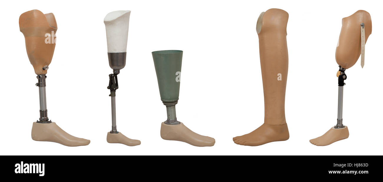 Cinq jambe prothétique isolé sur fond blanc Banque D'Images