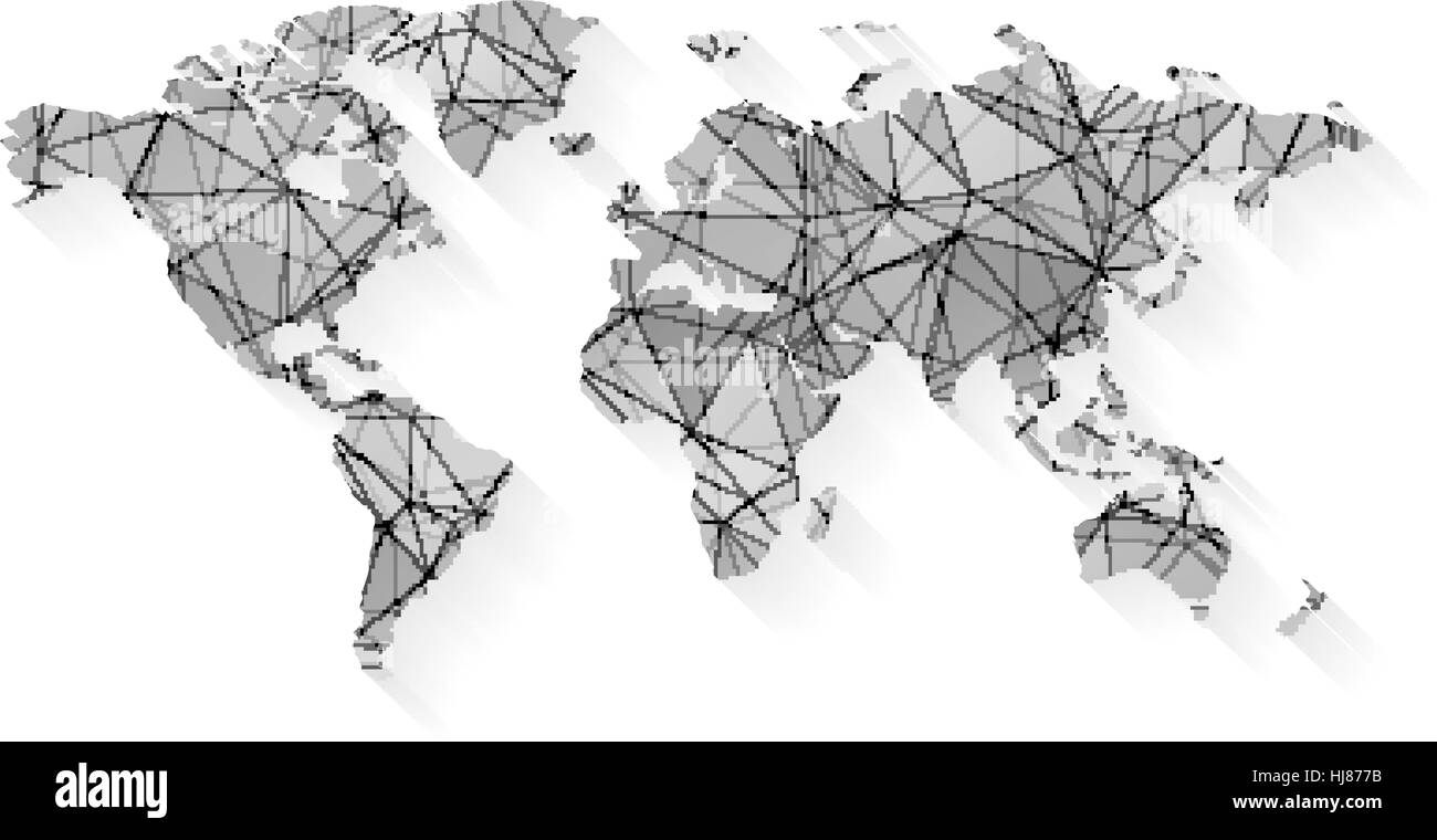 La carte de monde stylisé Illustration de Vecteur