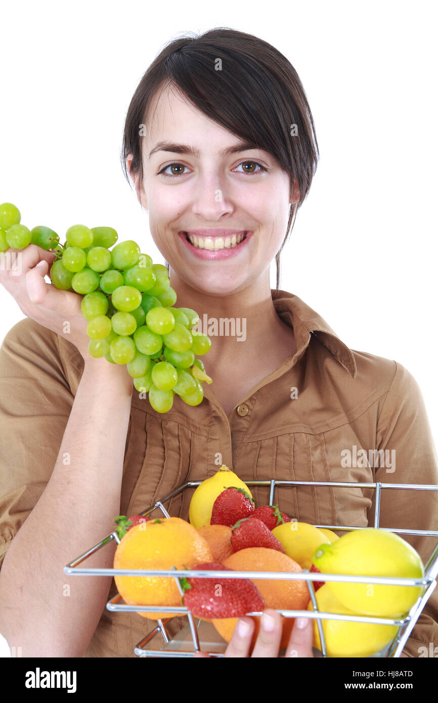 Jeune femme avec un fruit Banque D'Images