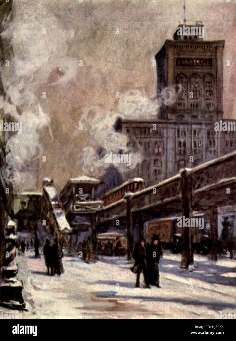 Un jour d'hiver à Chicago, vers 1908 Banque D'Images