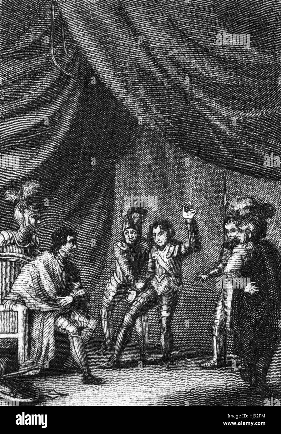 Édouard IV réprimandé le Prince de Galles, futur Henri V - pour ses jeunes comportement séditieux au début des années 1400. Banque D'Images