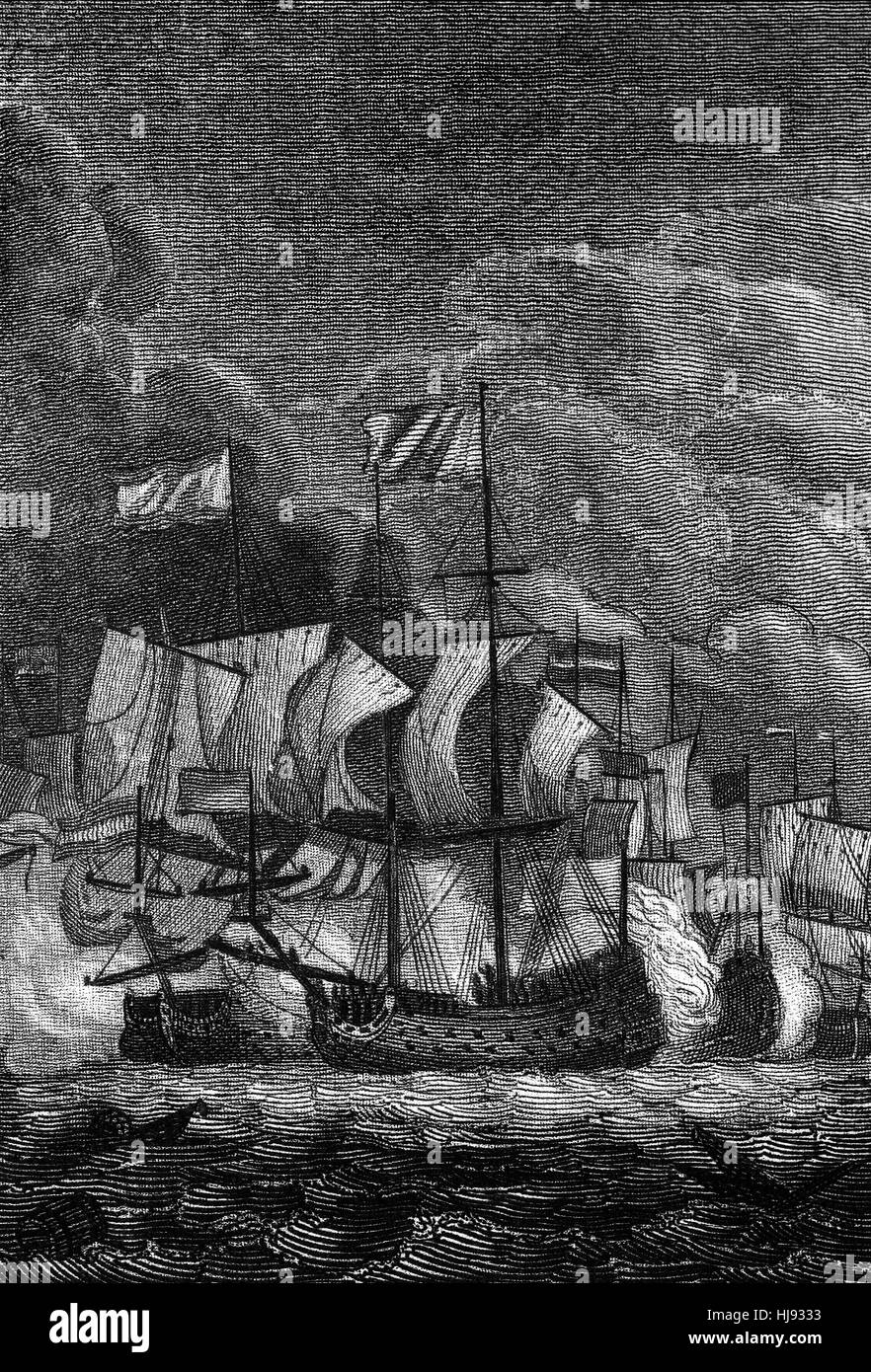L'amiral Robert Blake (1598 - 1657) était l'un des plus importants commandants militaires anglais et l'un des plus célèbres du 17e siècle. Il est reconnu comme le chef fondateur de l'Angleterre de la suprématie navale. À la bataille de l'Gabbard, alias le combat de l'avant-pays du Nord, au large de la côte de Suffolk, en Angleterre, les 12 et 13 juin 1653, Blake défont la flotte néerlandaise, d'amortissement ou la capture 17 navires sans perdre un. Banque D'Images